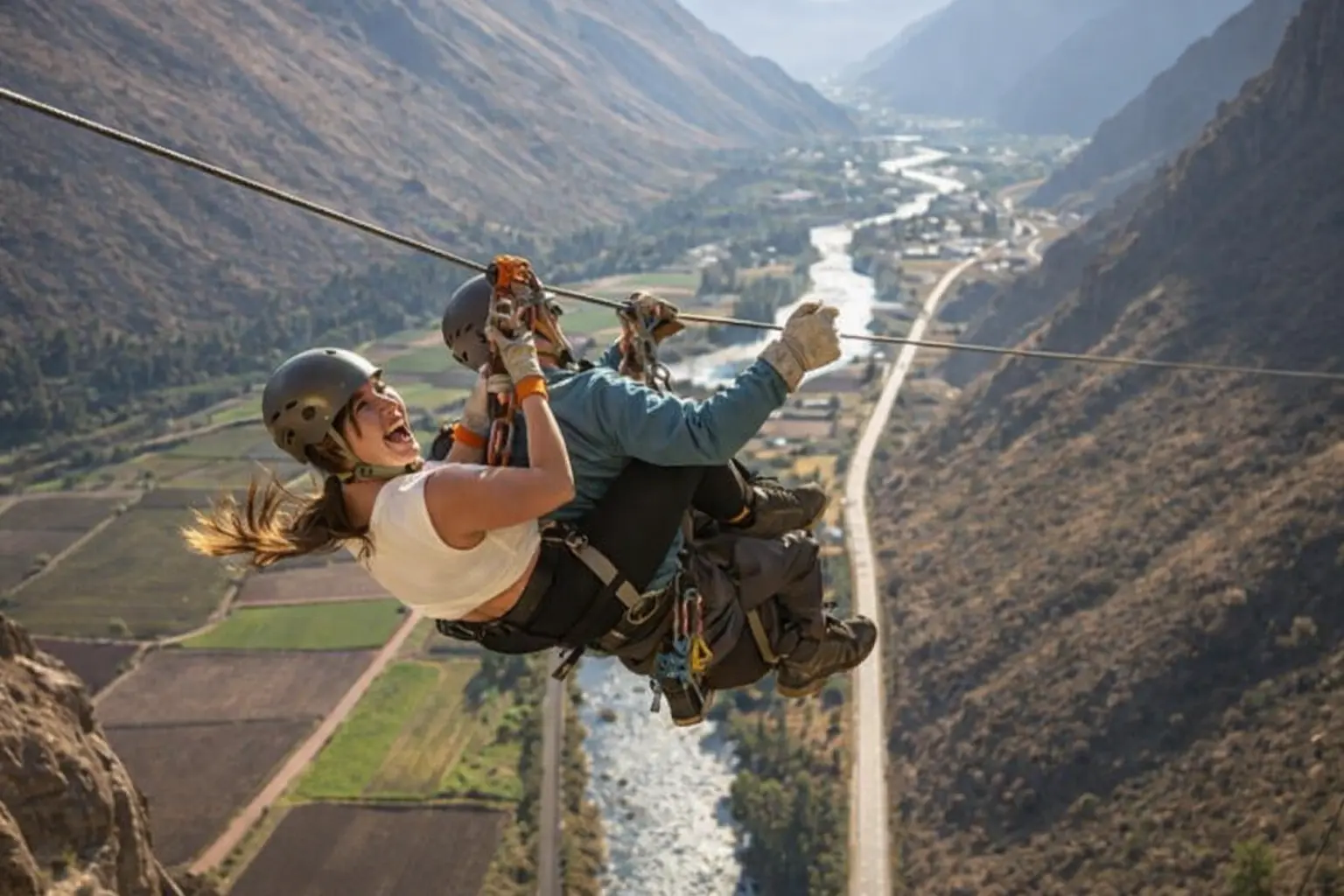 Zip line sobre cañón andino
